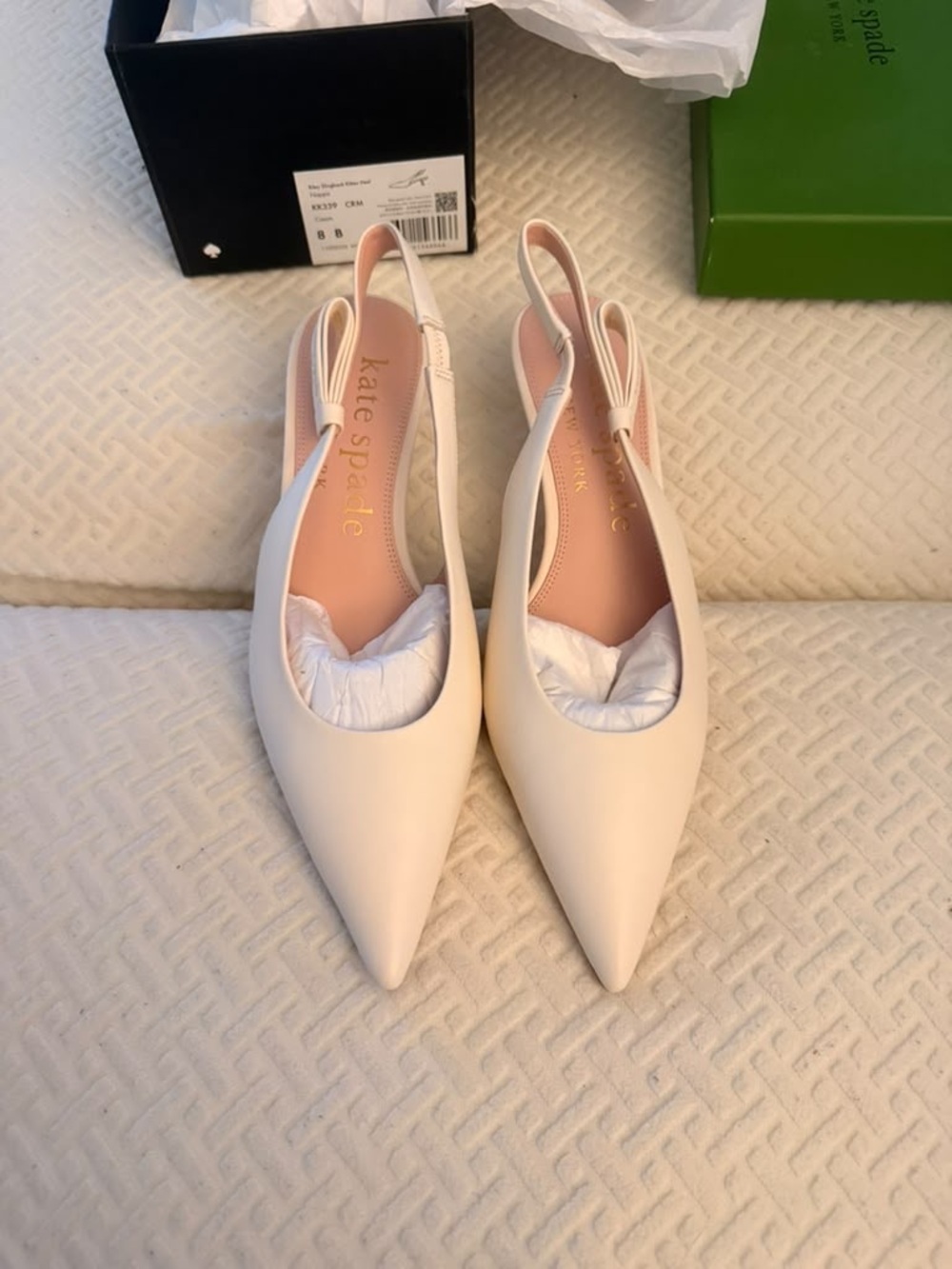 kate spade Cream Pointed Slingback Mules
